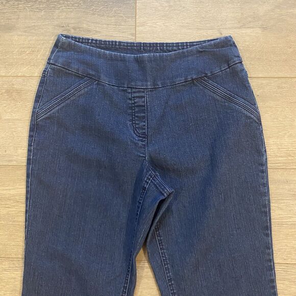 Alia Pull On Denim Jeans ~ Sz 6P ~ Blue ~ Mid Rise ~ 26" Inseam - Picture 3 of 6